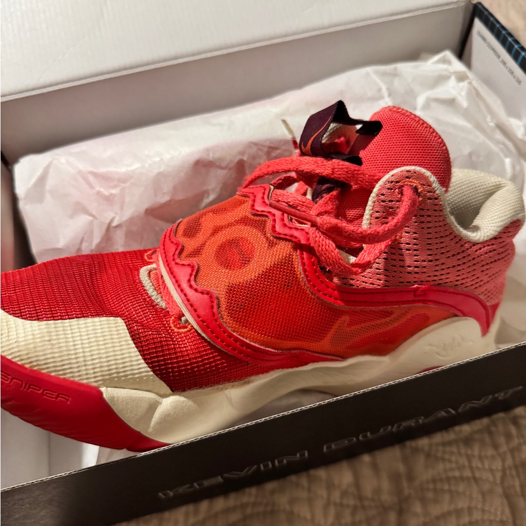 Nike Kd Trey 5 X Red Ember Glow Coconut Boys Size 7 Basketball Shoes